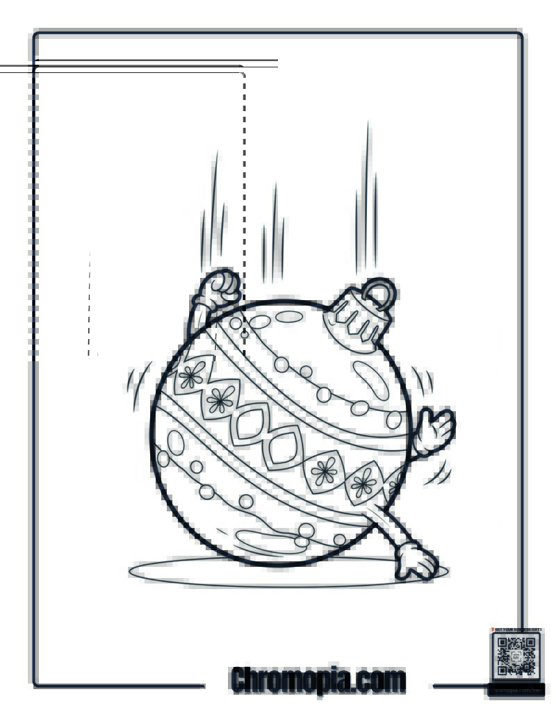 Christmas Ornament Doing Somersaults Coloring Page