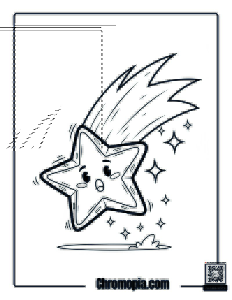 Christmas Star Falling Like Shooting Star Coloring Page