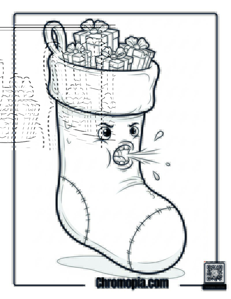 Christmas Stocking Burping After Eating Coloring Sheet