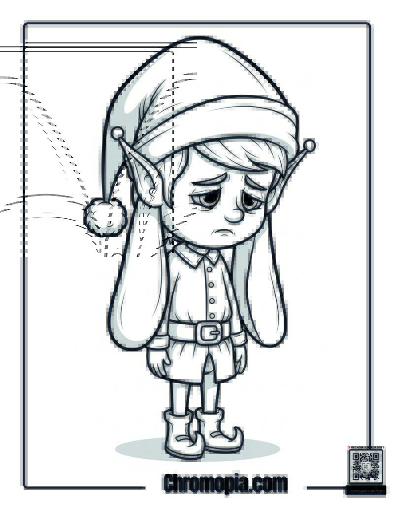 Elf Ears Drooping Like Sad Dog Coloring Page