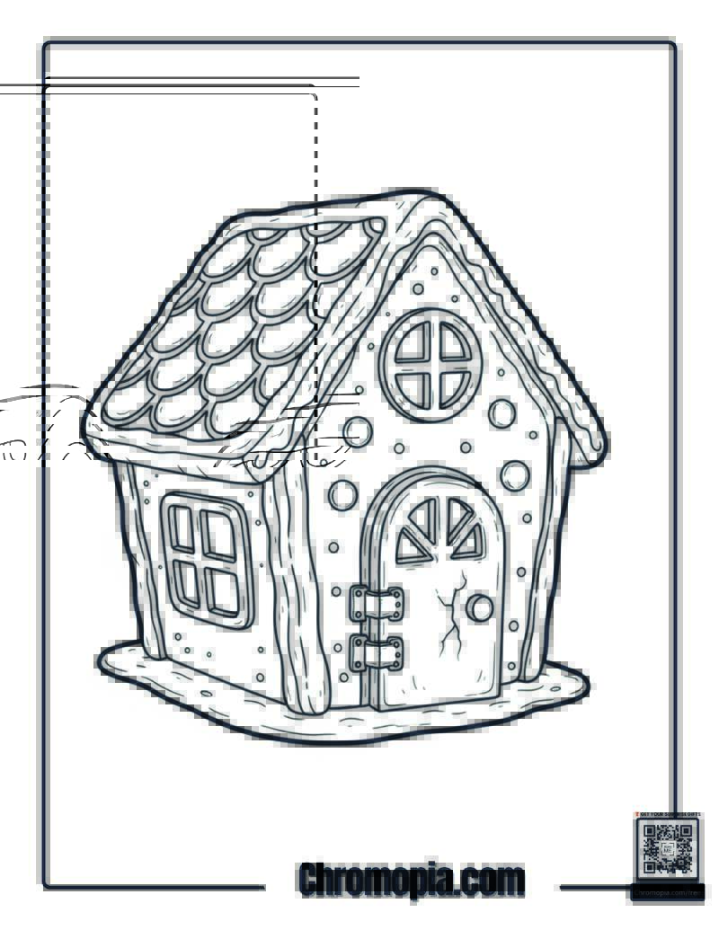 Gingerbread House With Broken Door Coloring Page