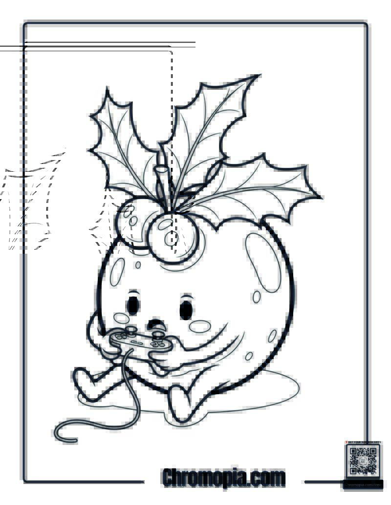 Holly Berry Playing Video Games Coloring Sheet