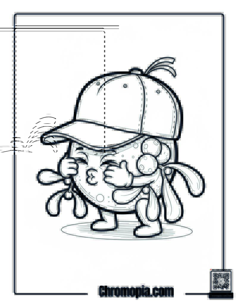 Mistletoe Hiding Under Baseball Cap Coloring Page