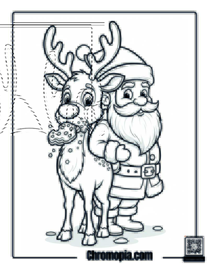 Reindeer Eating Santa_s Cookies Secretly Coloring Page