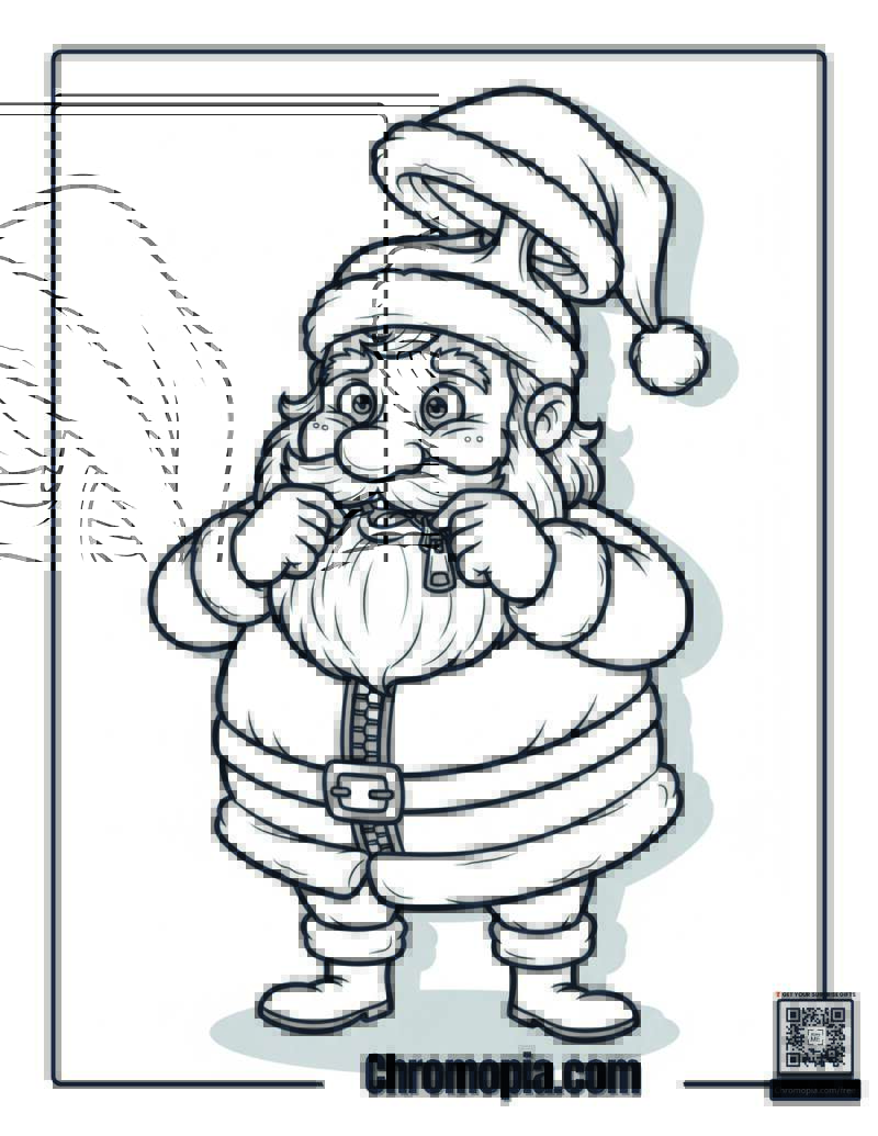 Santa_s Beard Caught In Zipper Coloring Sheet