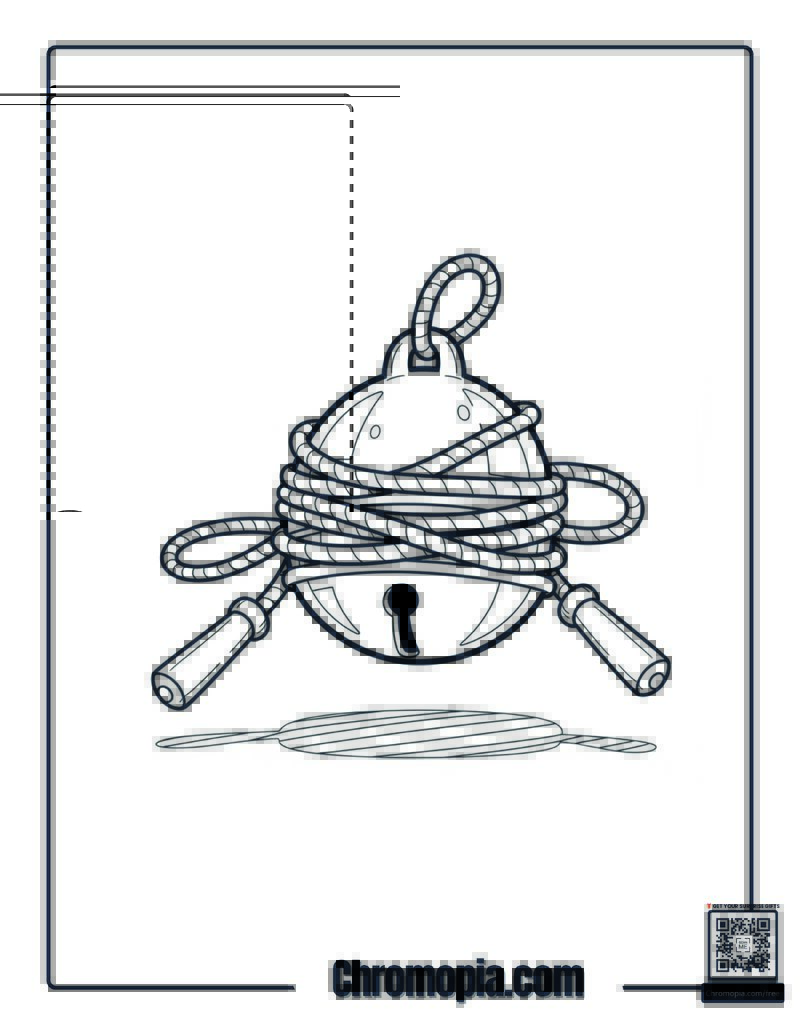 Sleigh Bell Tangled In Jump Rope Coloring Page
