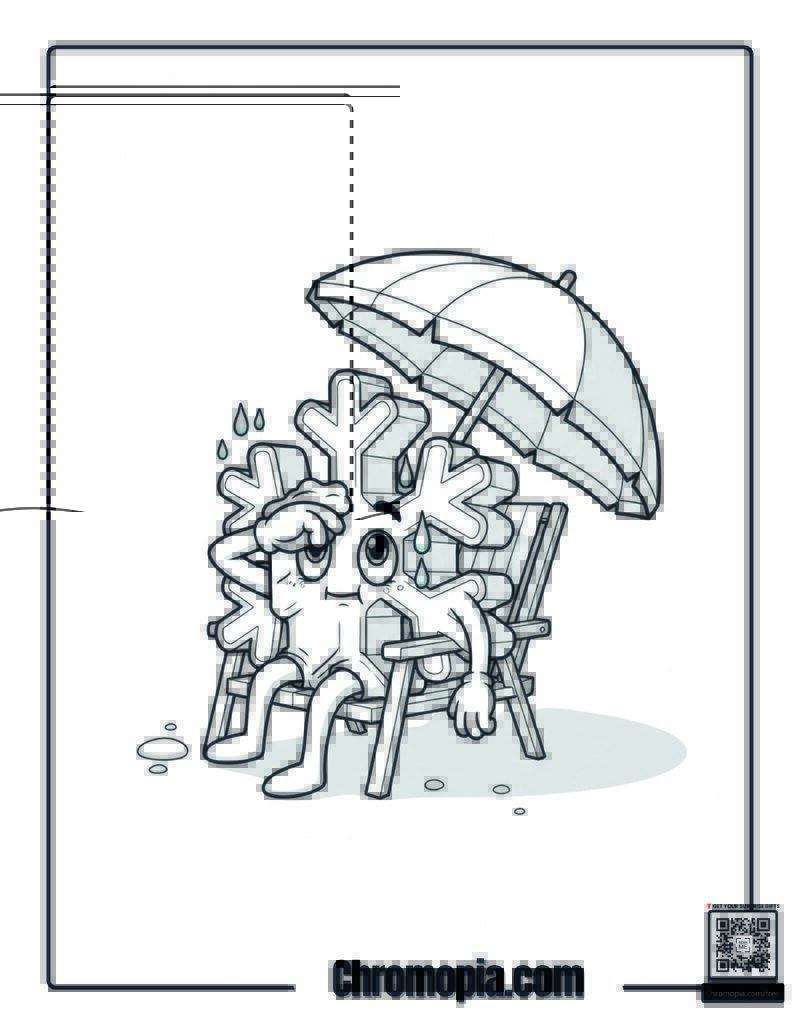 Snowflake Sweating In Summer Coloring Sheet
