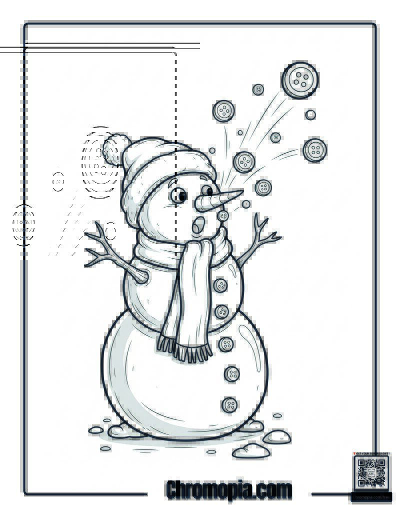 Snowman_s Buttons Popping Off Coloring Page
