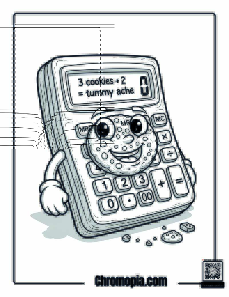 Christmas Calculator Adding Up Cookies Coloring Sheet