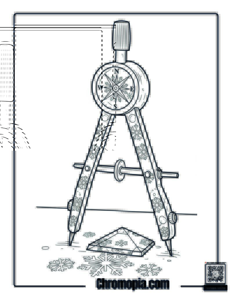 Christmas Compass Drawing Snowflakes Everywhere Coloring Sheet