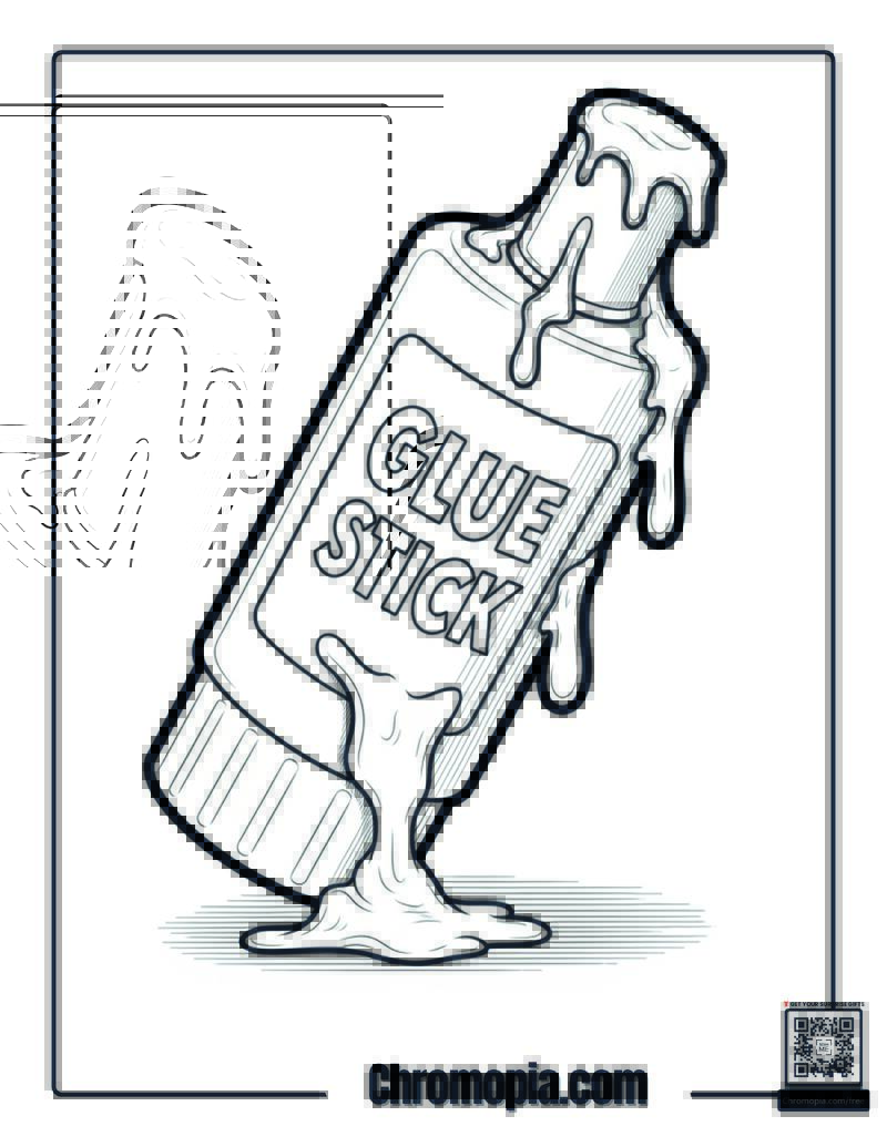 Christmas Glue Stick Sticking To Everything Coloring Sheet