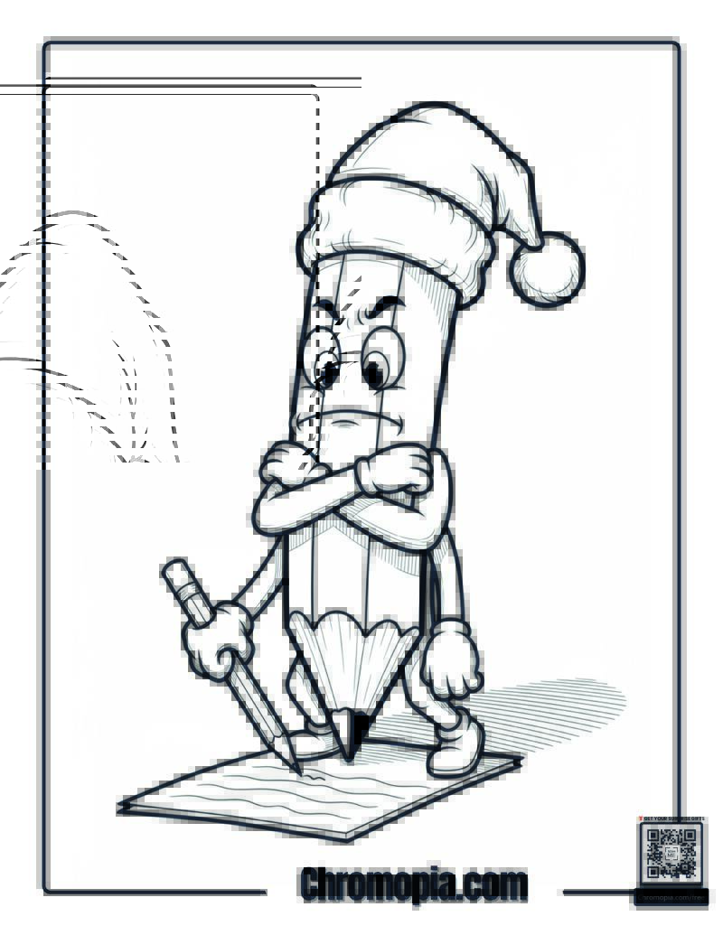 Christmas Pencil Refusing To Write Coloring Page