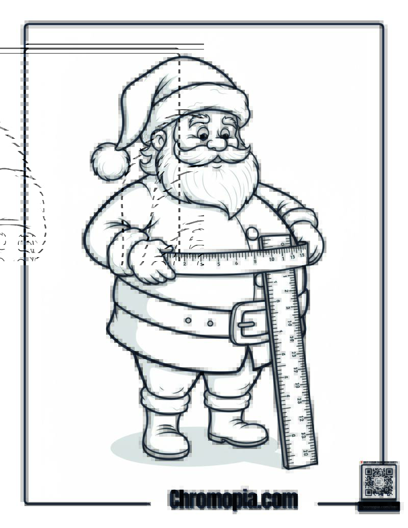 Christmas Ruler Measuring Santa_s Belly Coloring Page