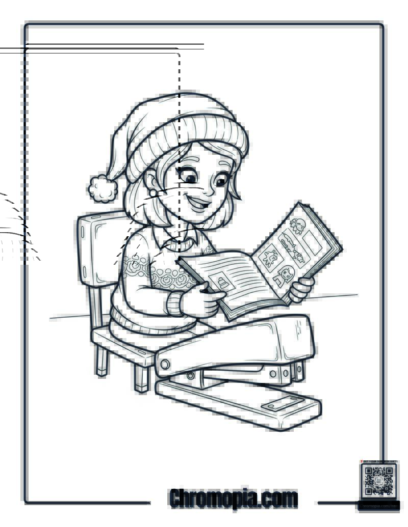 Christmas Stapler Stapling Everything Together Coloring Sheet