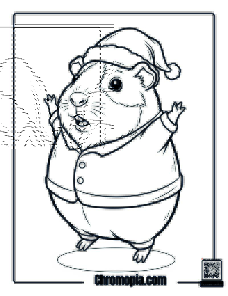 Guinea Pig Gym Teacher In Santa Suit Coloring Sheet