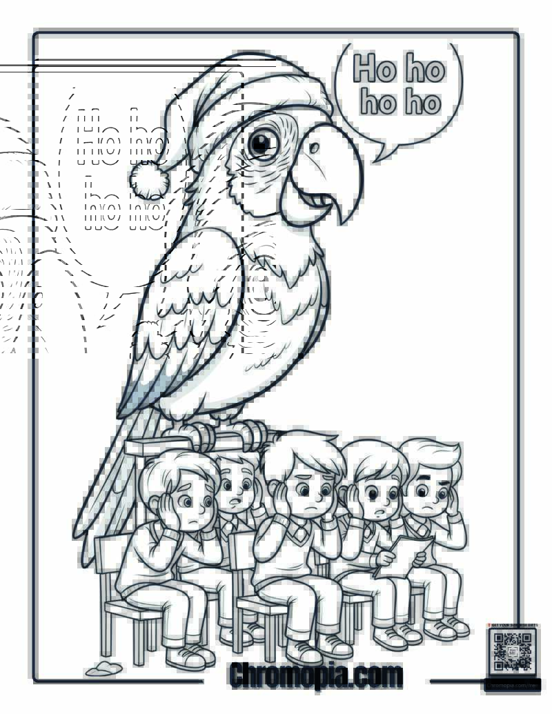 Parrot Student Repeating Teacher_s Christmas Lesson Coloring Sheet