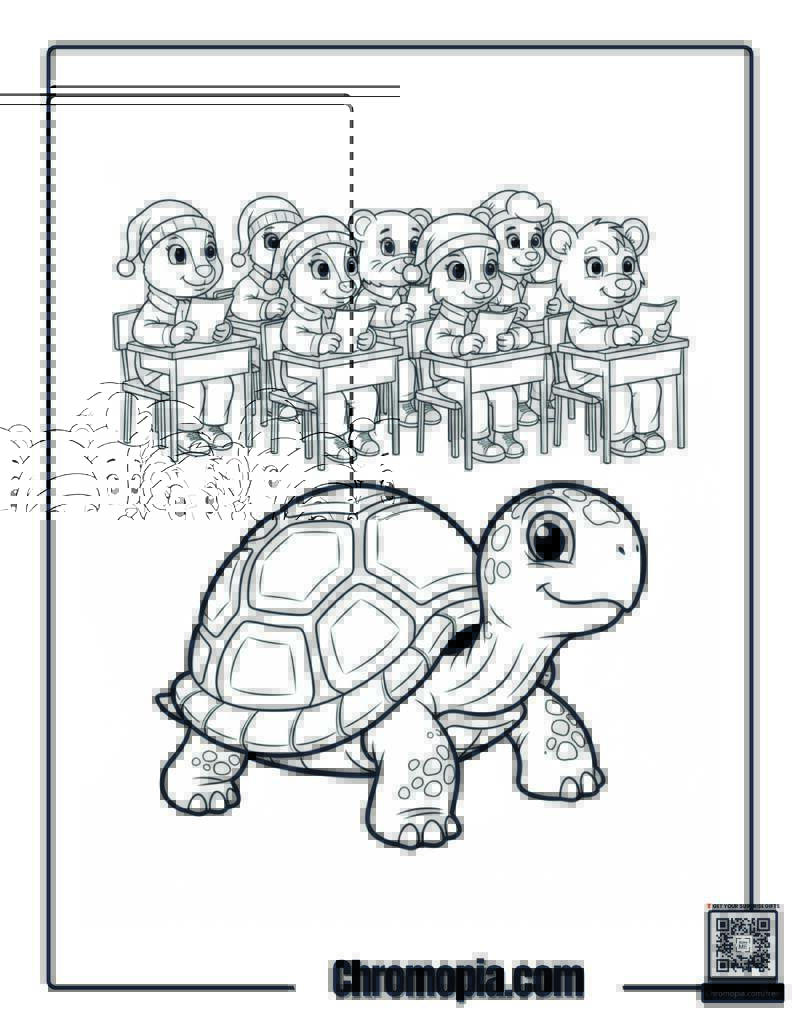 Turtle Student Moving Super Slowly Coloring Page