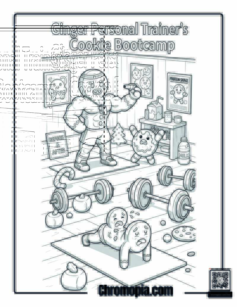 Gingerbread Personal Trainer_s Cookie Bootcamp Coloring Sheet