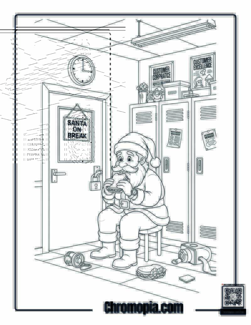 Mall Santa_s Lonely Employee Break Room Crisis Coloring Sheet