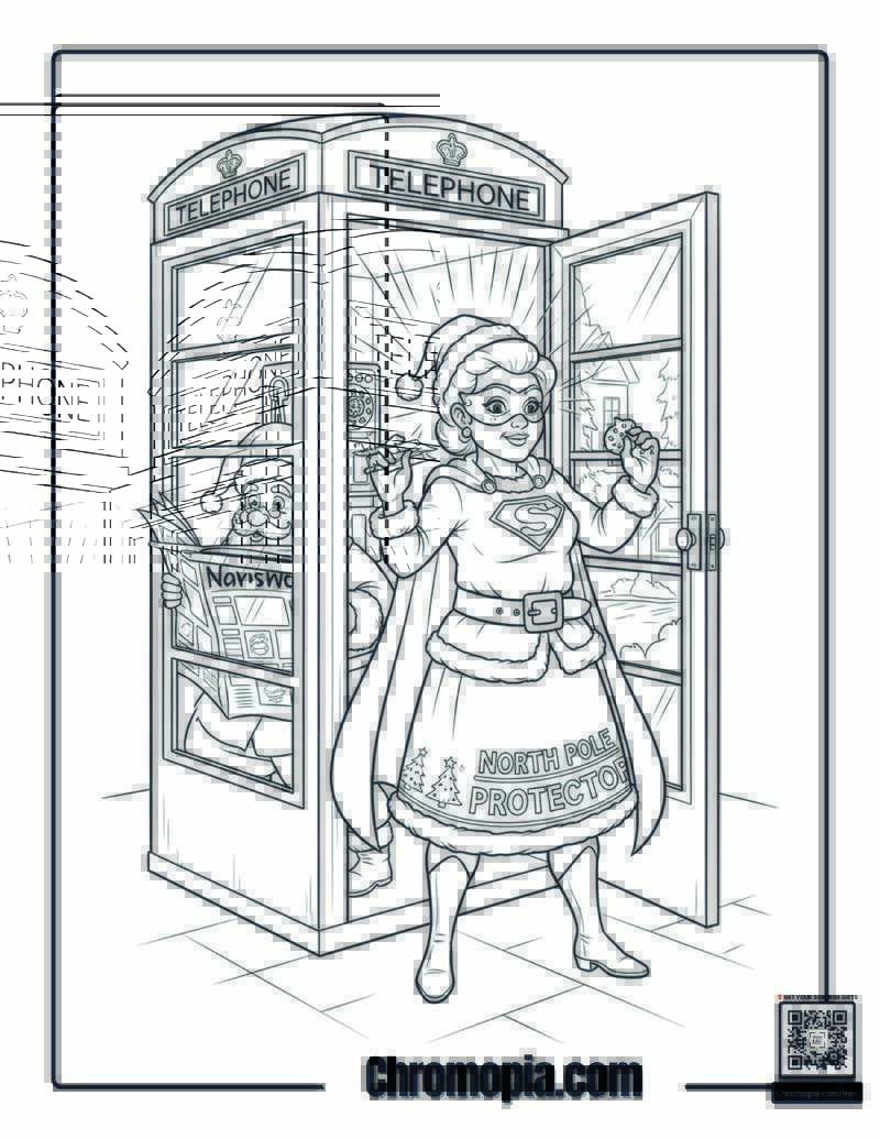 Mrs. Claus_ Secret Superhero Double Life Revelation Coloring Page