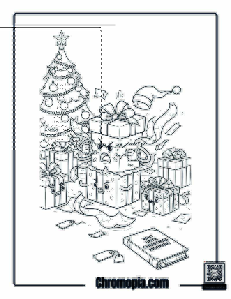 Rebellious Christmas Present Self-Unwrapping Scandal Coloring Sheet