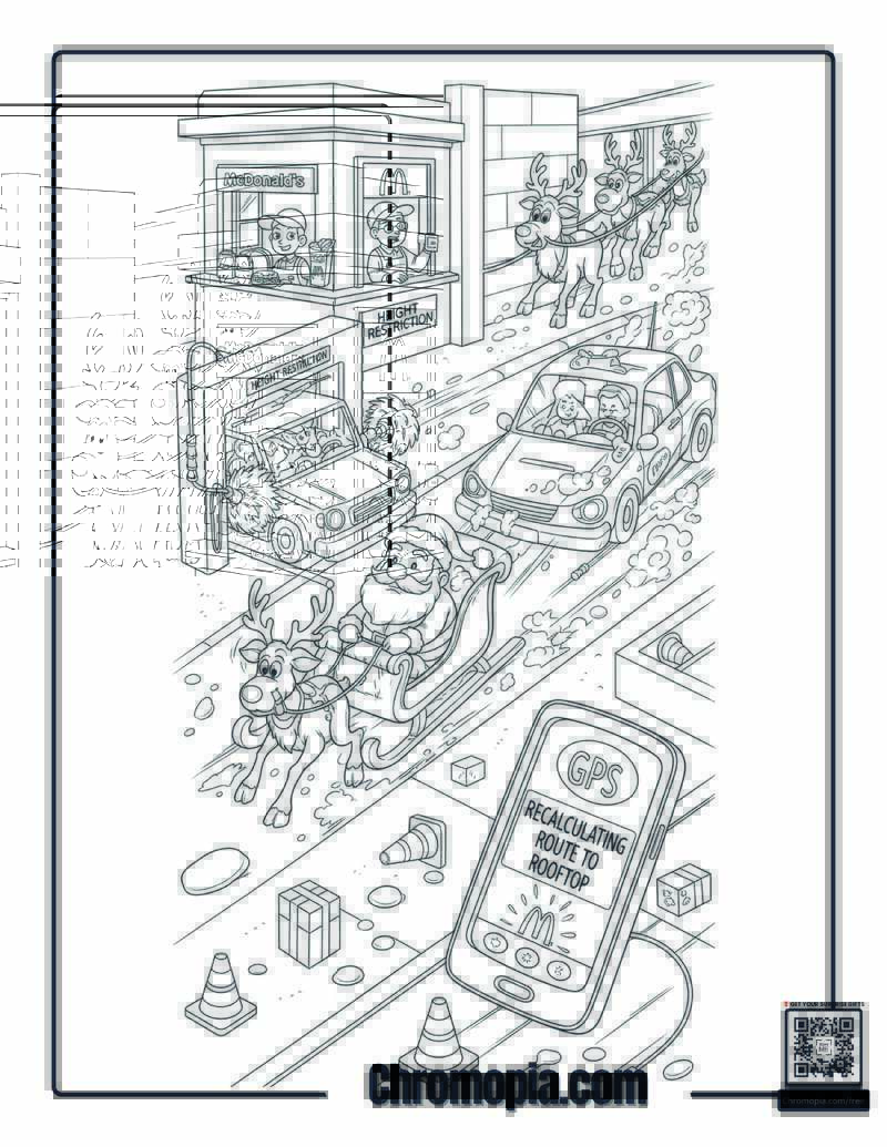 Santa_s GPS Navigation System Malfunction Comedy Coloring Page