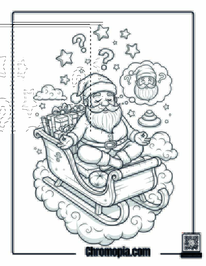 Santa_s Mid-Flight Existential Crisis Meditation Coloring Sheet