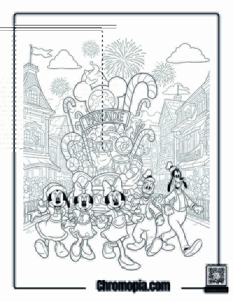 Disney Parade Candy Cane Coloring Page