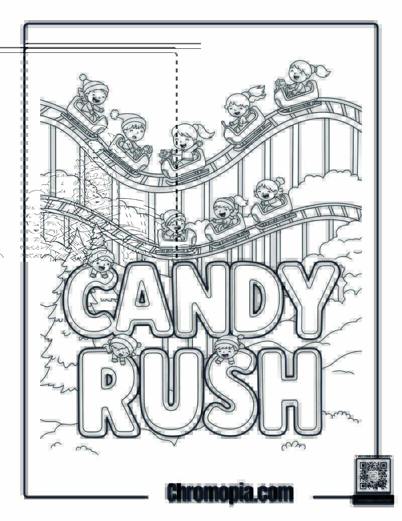 Candy Cane Roller Coaster Coloring Sheet