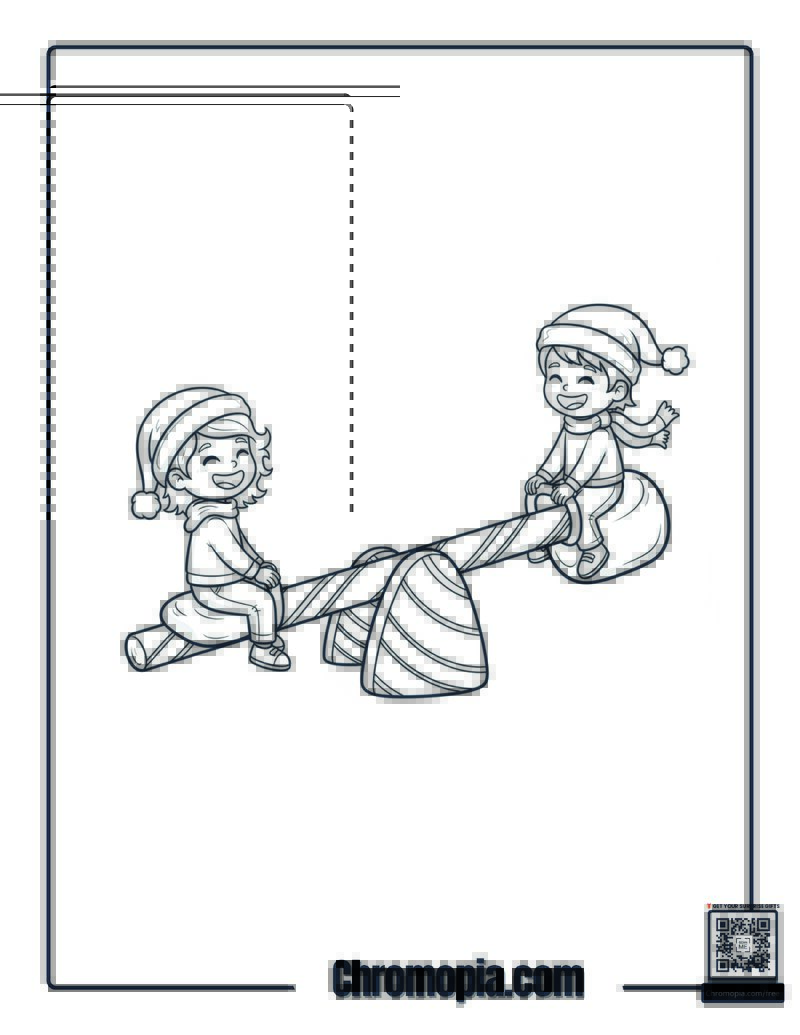 Candy Cane See-Saw Coloring Sheet