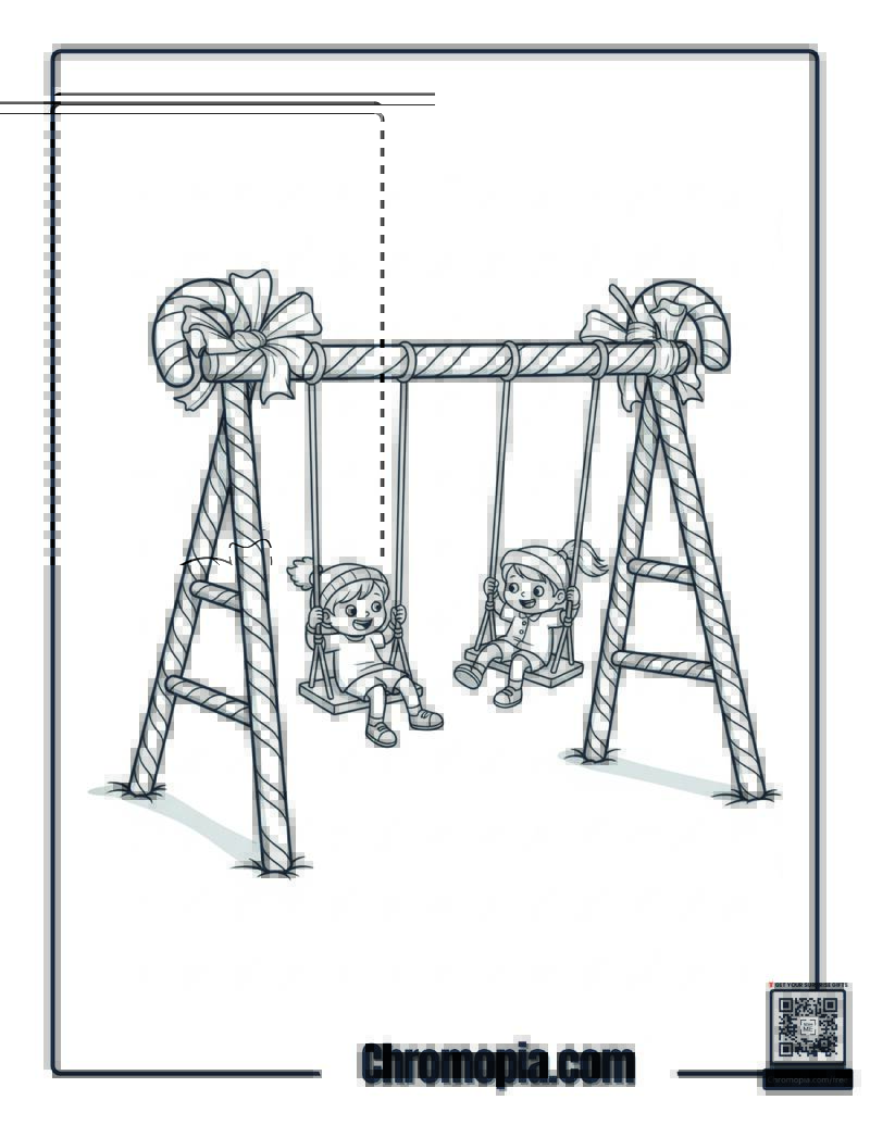 Candy Cane Swing Set Coloring Page