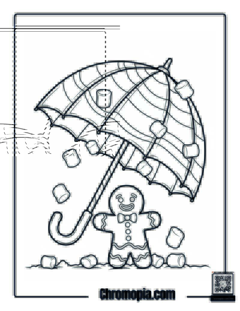 Candy Cane Umbrella Coloring Page