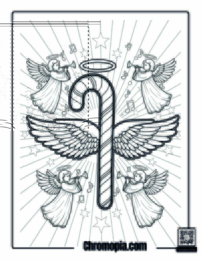 Angelic Candy Cane Coloring Sheet