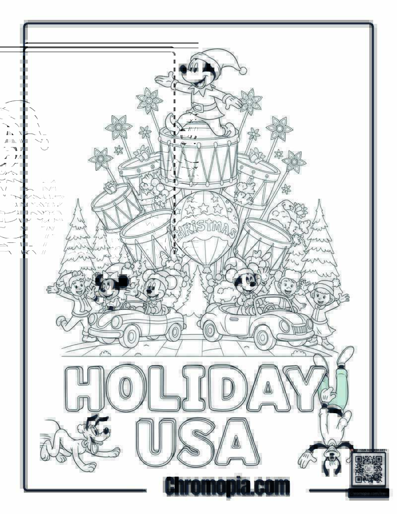American Christmas Parade Mandala Coloring Sheet