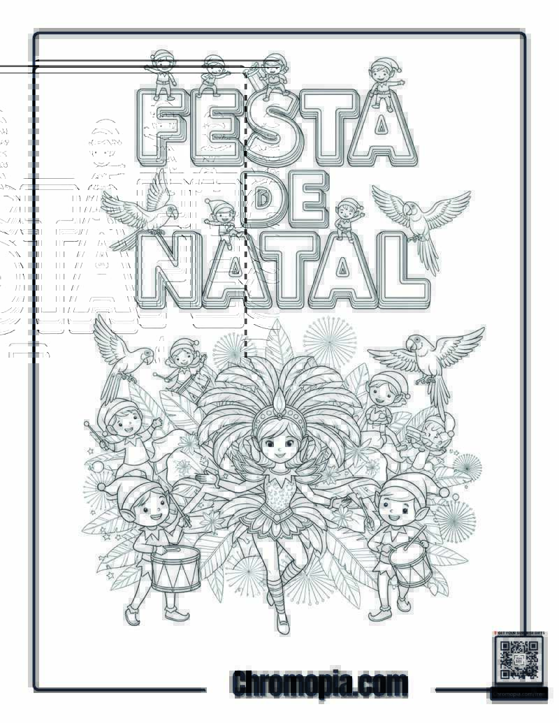 Brazilian Carnival Christmas Mandala Coloring Page