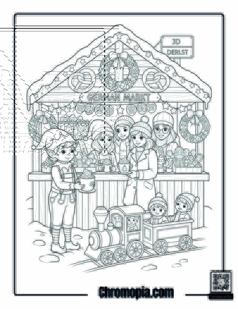 German Christmas Market Mandala Coloring Sheet