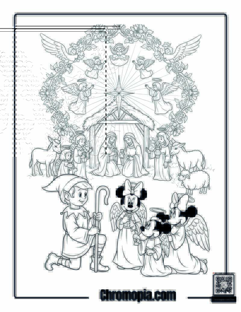 Italian Nativity Mandala Coloring Page