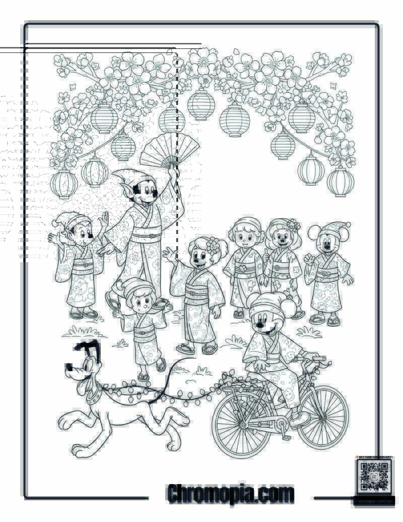 Japanese Christmas Lights Mandala Coloring Page