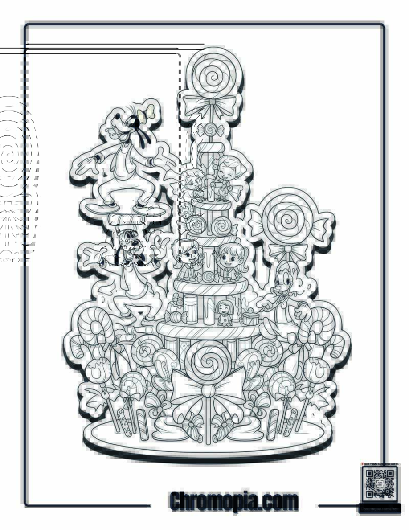 Candy Cane Mandala Wonderland Coloring Page