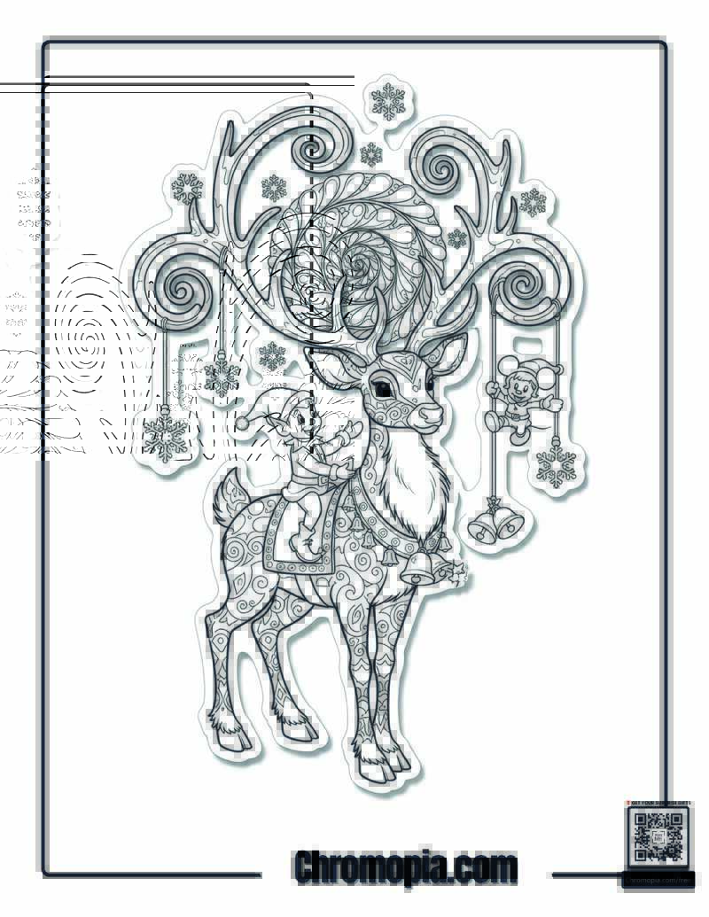 Deer Mandala Magic Coloring Page