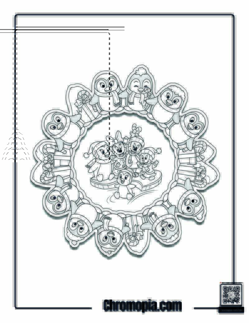 Penguin Mandala Fun Coloring Page