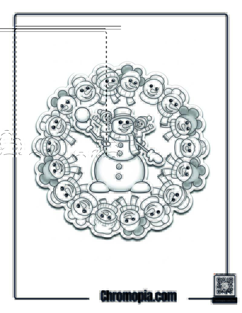 Snowman Mandala Party Coloring Page