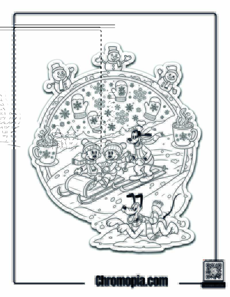 Winter Mandala Adventure Coloring Page