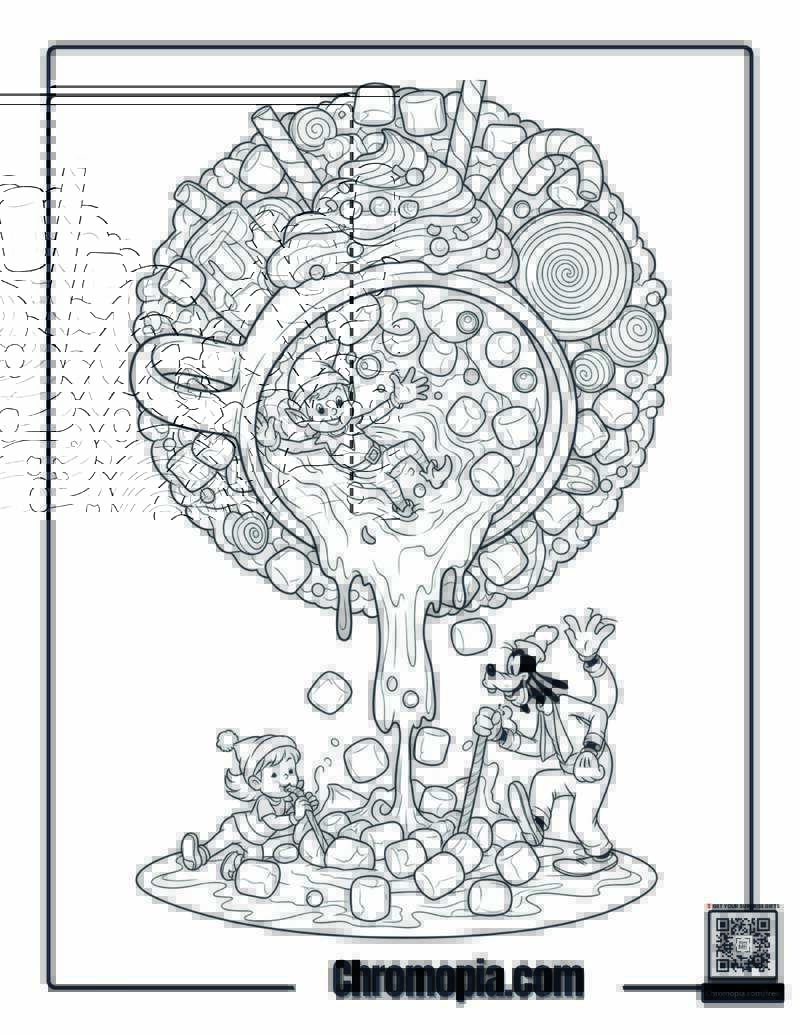 Hot Cocoa Spill Mandala Coloring Page