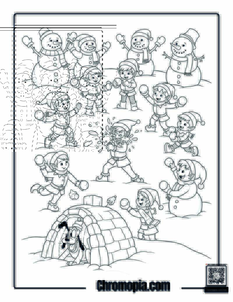 Snowball Fight Mandala Coloring Page