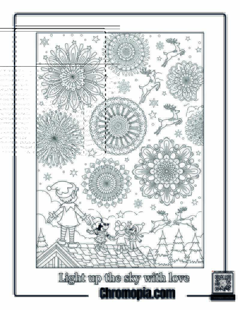 Christmas Fireworks Mandala Coloring Page