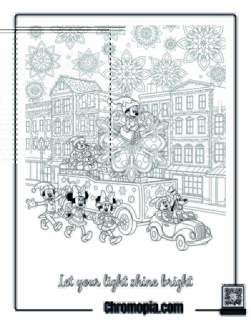 Christmas Street Parade Mandala Coloring Page