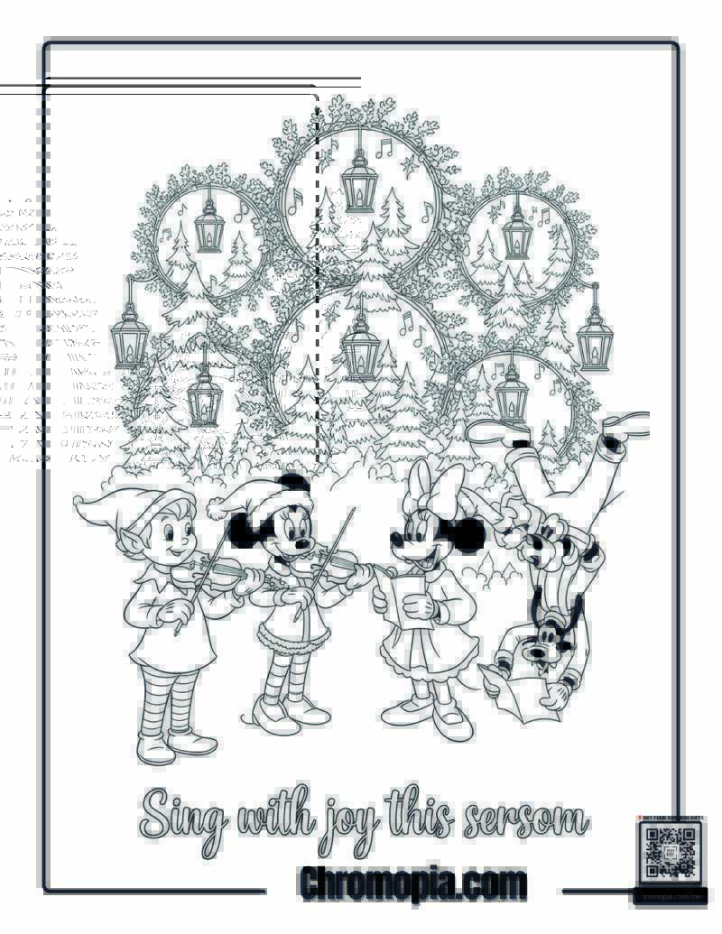 Forest Caroling Mandala Coloring Sheet