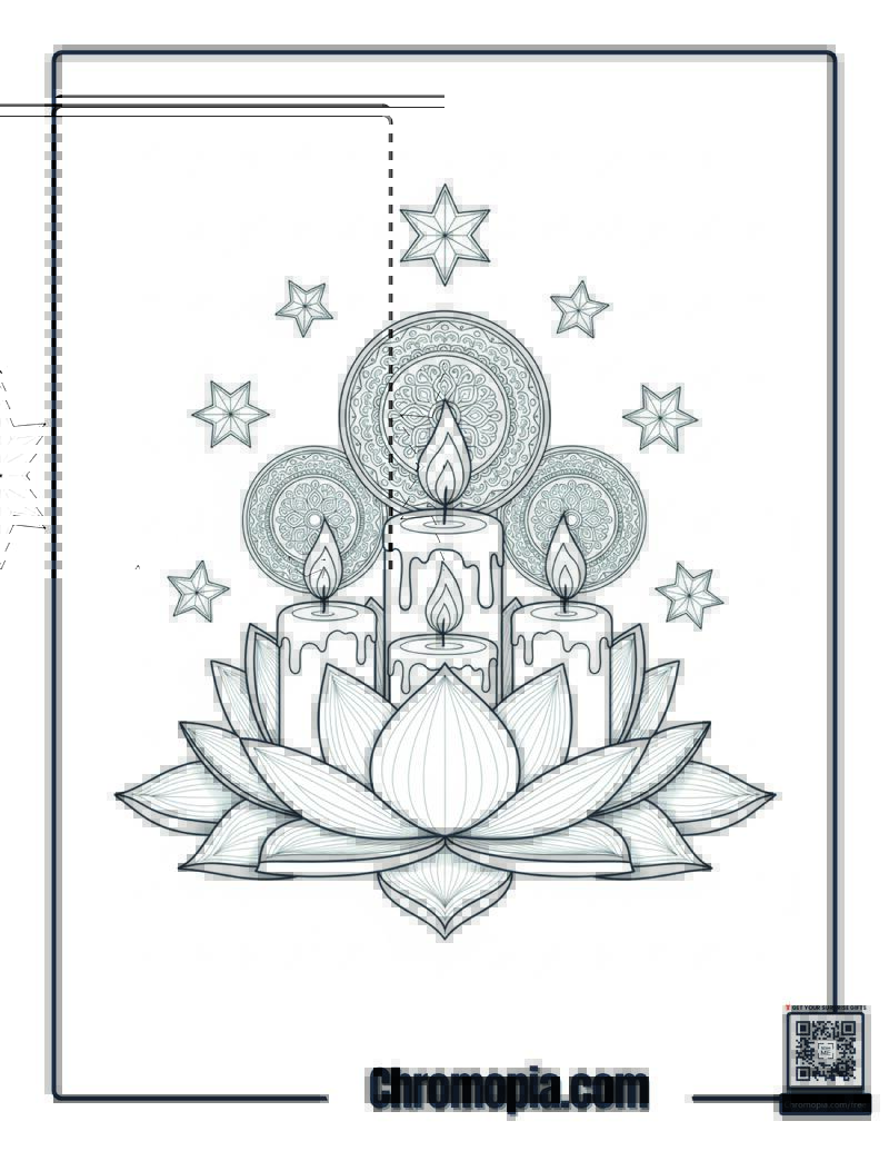 Candlelight Meditation Mandala Coloring Sheet