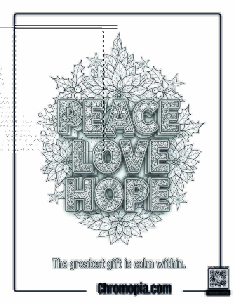 Peace Love Hope Mandala Coloring Sheet